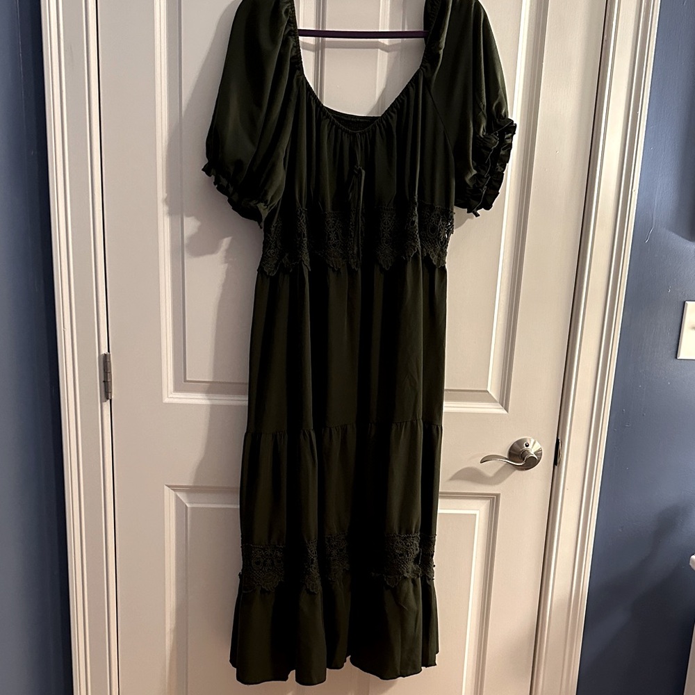 SHEIN Dark Green Midi Dress 3X